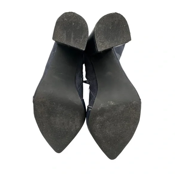 JUSTFAB Blue Yelda Buckle Tall Heeled Pointed Toe Boots Size 9.5 Women's - Picture 11 of 12